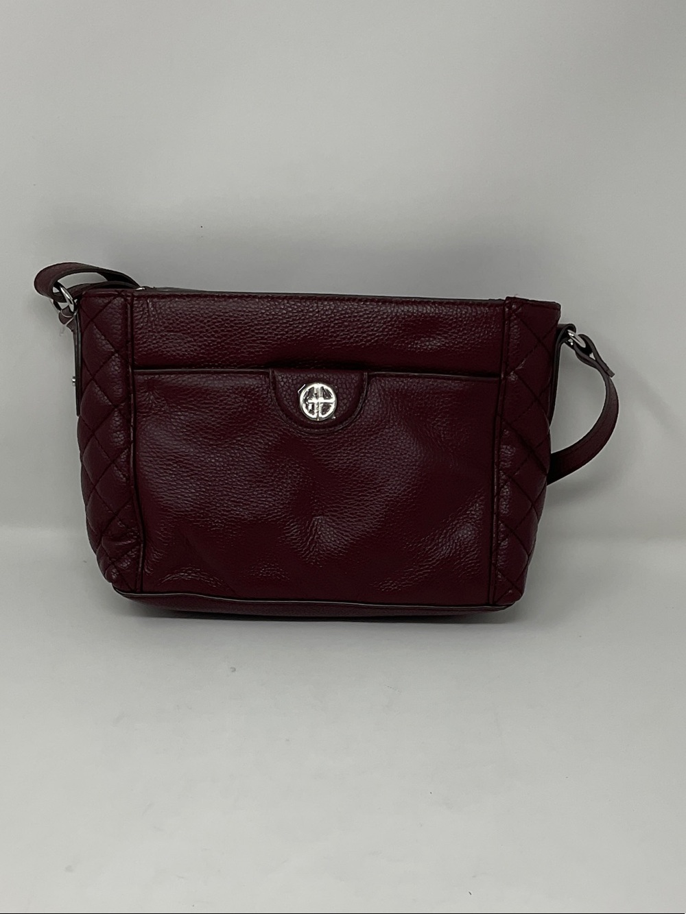 Giani Bernini Quilted Pebble Leather Crossbody - Burgundy